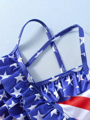 4th Of July Girls Swimsuit Striped Swimwear