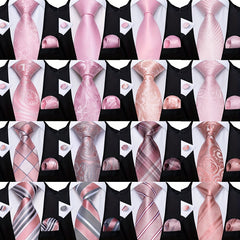 Men's Pink Pattern Tie Set Wedding Accessories