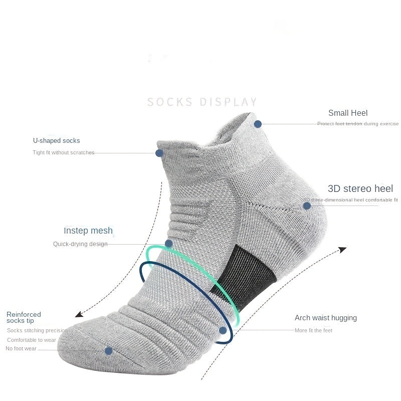 3 Pairs Men's Casual Breathable Anti-slip Ankle Socks for Outdoor Sports
