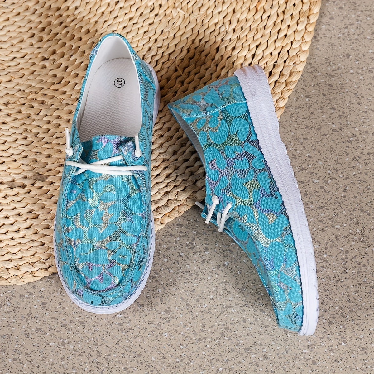 Leopard Pattern Boat Shoes Low Top Walking Lace Up Casual Flats