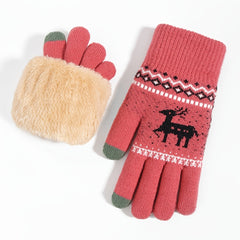 Christmas Elk Winter Double Layered Touch Screen Gloves for Parties & Holi