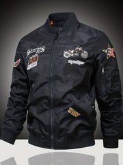 Embroidered Men's Slim Fit Sports Jacket Windproof Motorcycle Jacket