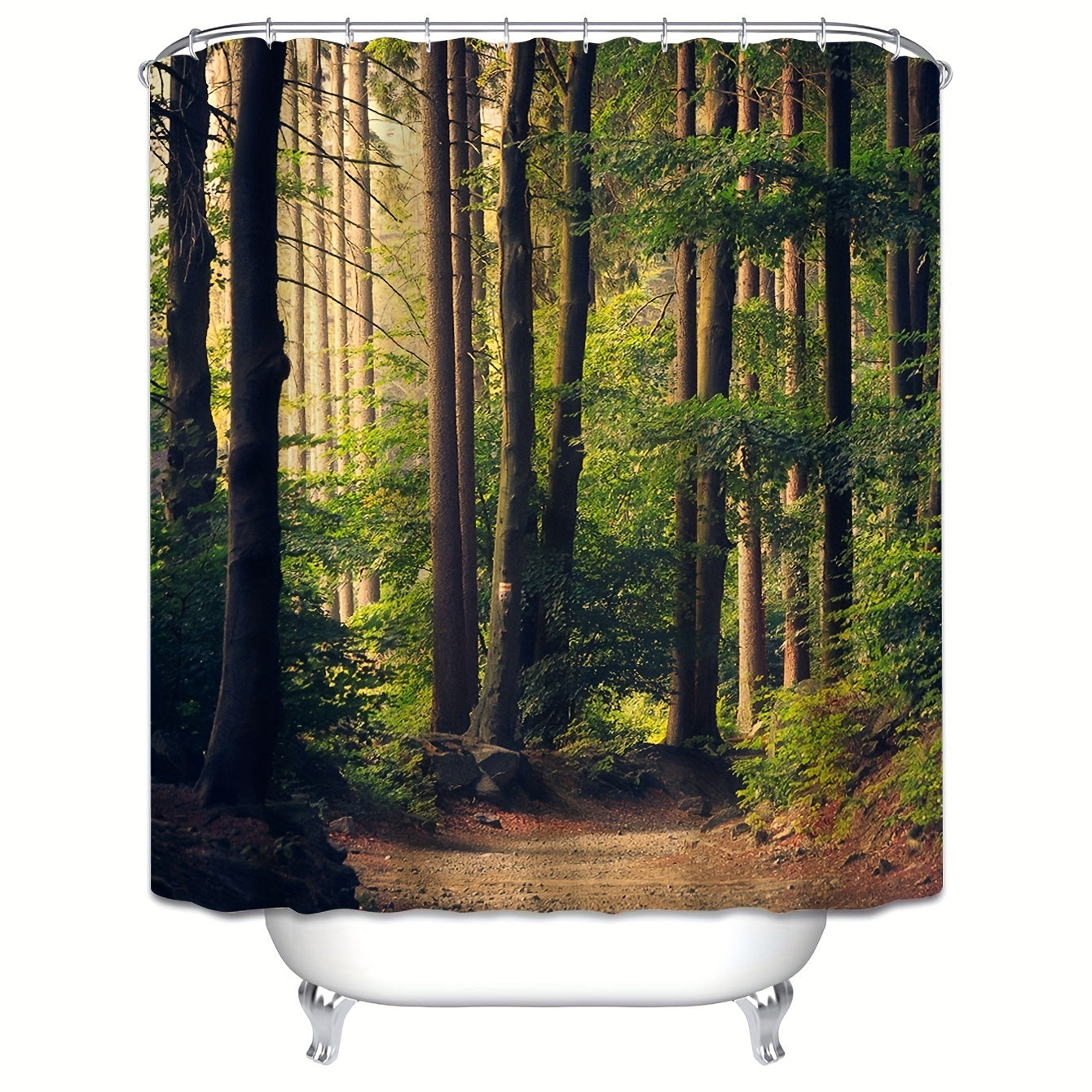 Forest Pattern Shower Curtain Waterproof Bathroom Decor