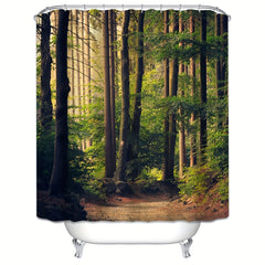 Forest Pattern Shower Curtain Waterproof Bathroom Decor