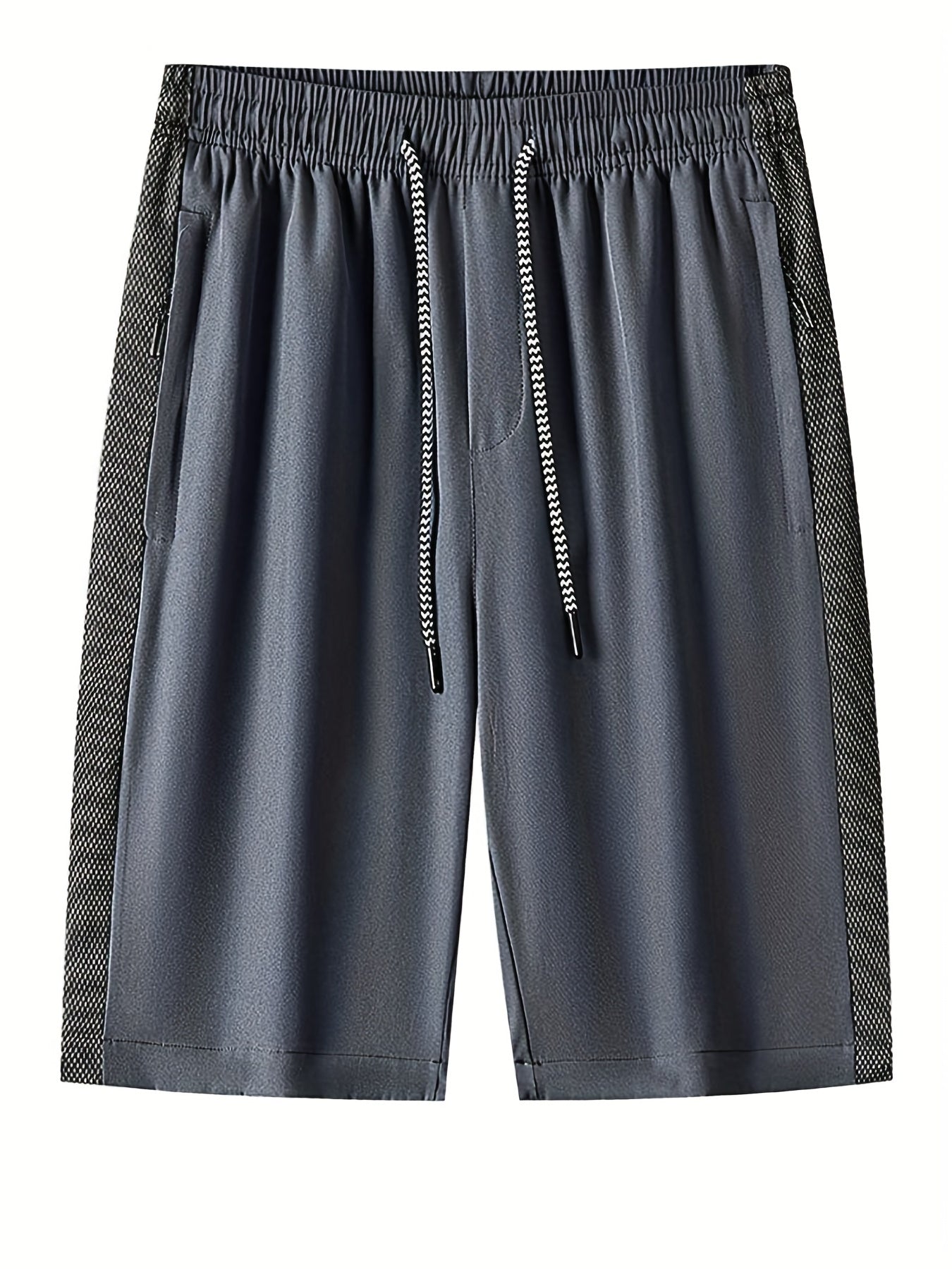 Men's Side Patchwork Loose Shorts Drawstring Sport Shorts for Gym Fitness