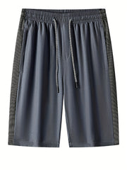 Men's Side Patchwork Loose Shorts Drawstring Sport Shorts for Gym Fitness
