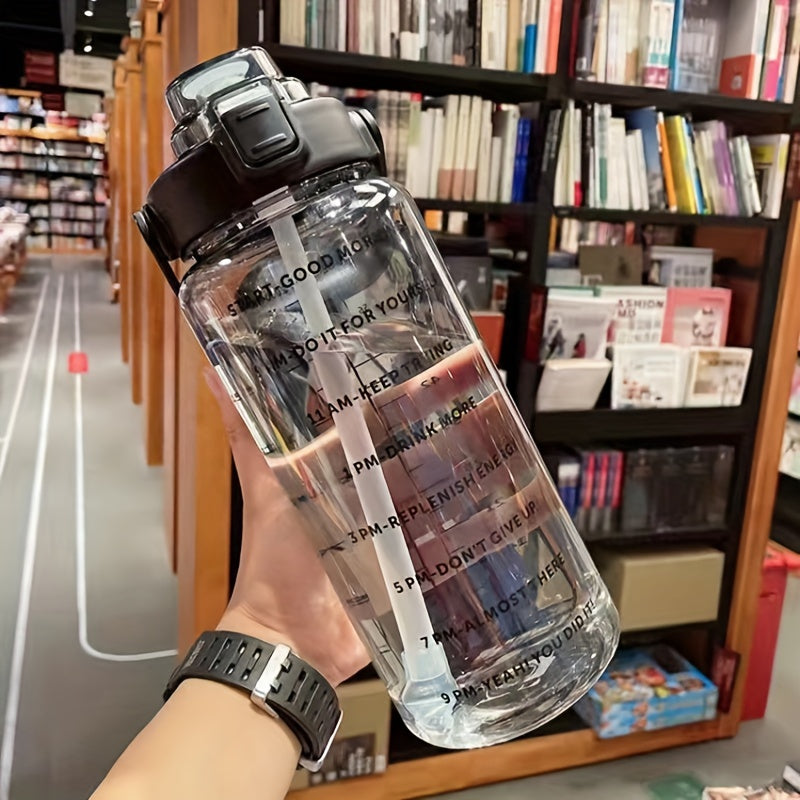 2L 67oz Sports Water Bottle with Straw and Time Marker