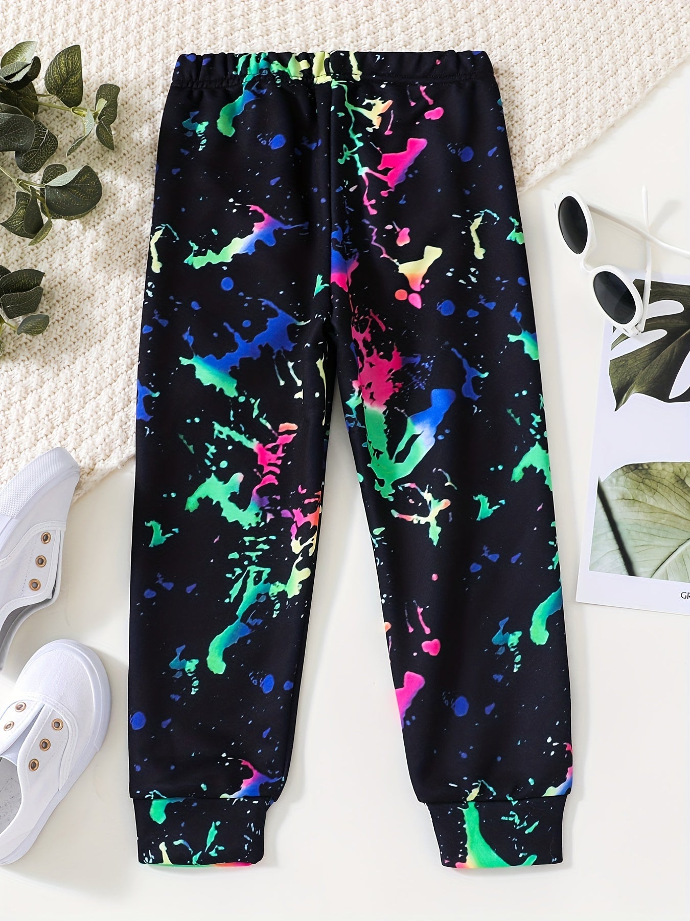 Colorful Ink Print Boys Casual Long Pants Spring Autumn Kids Clothing