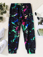 Colorful Ink Print Boys Casual Long Pants Spring Autumn Kids Clothing