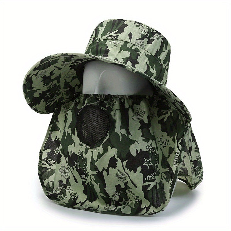 Men's Outdoor Sunshade Hat with Face Mask Fisherman Hat