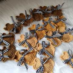 Crochet Knit Bear Ribbon Hair Clip for School Bag Doll Decoration