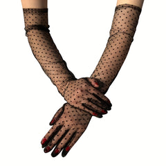 Vintage Polka Dot Gloves Long Wedding Dress Gloves Women