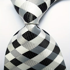Plaid Tie Men's Jacquard Woven Necktie Set Pink Yellow