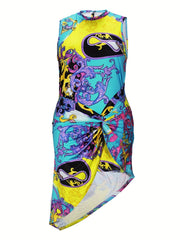 Dress Women's Plus Floral Print Layered Tank Dress