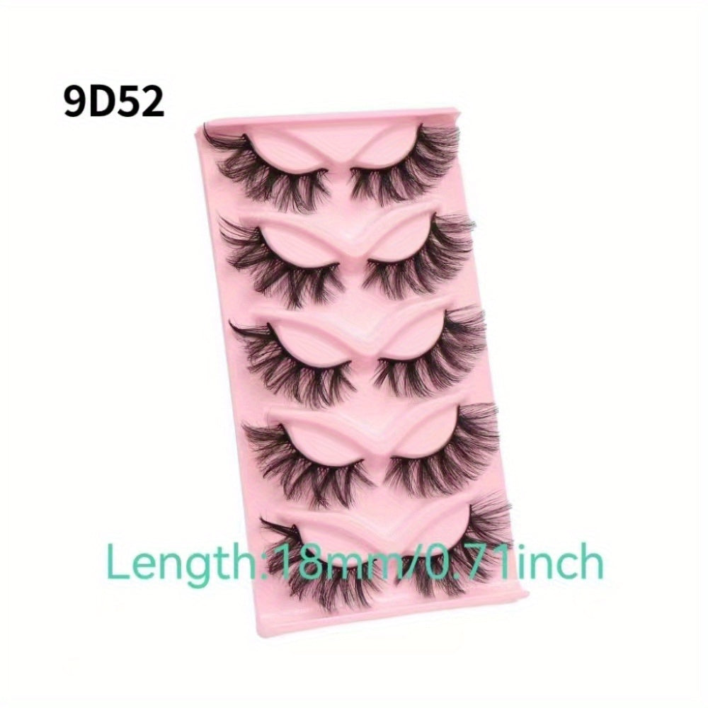 5 Pairs Faux Mink 3D False Eyelashes Natural Cat Eye Curling Thick Eyelashes