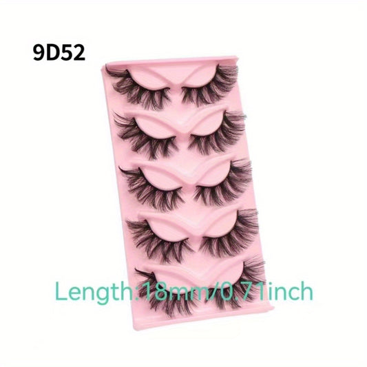 5 Pairs Faux Mink 3D False Eyelashes Natural Cat Eye Curling Thick Eyelashes
