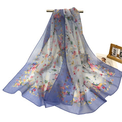 Floral Print Silk Shawl Scarf Wrap Head Wrap Gift For Mom