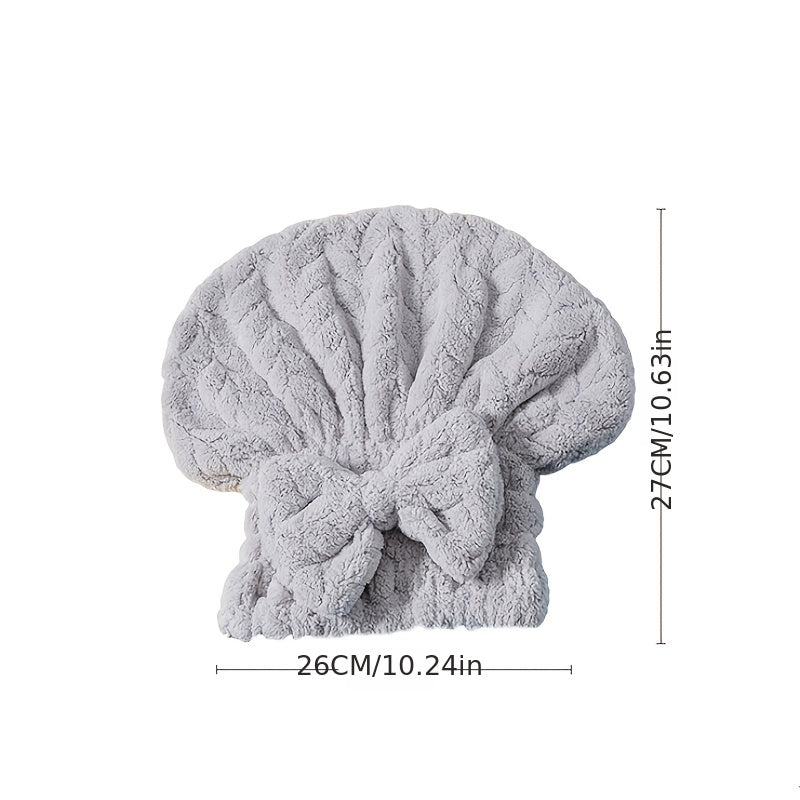 Coral Fleece Bowknot Hair Dryer Cap Quick Dry Hair Towel