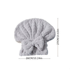 Coral Fleece Bowknot Hair Dryer Cap Quick Dry Hair Towel