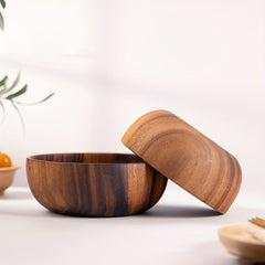 Solid Wood Salad Bowl Outdoor Camping Dining Utensils