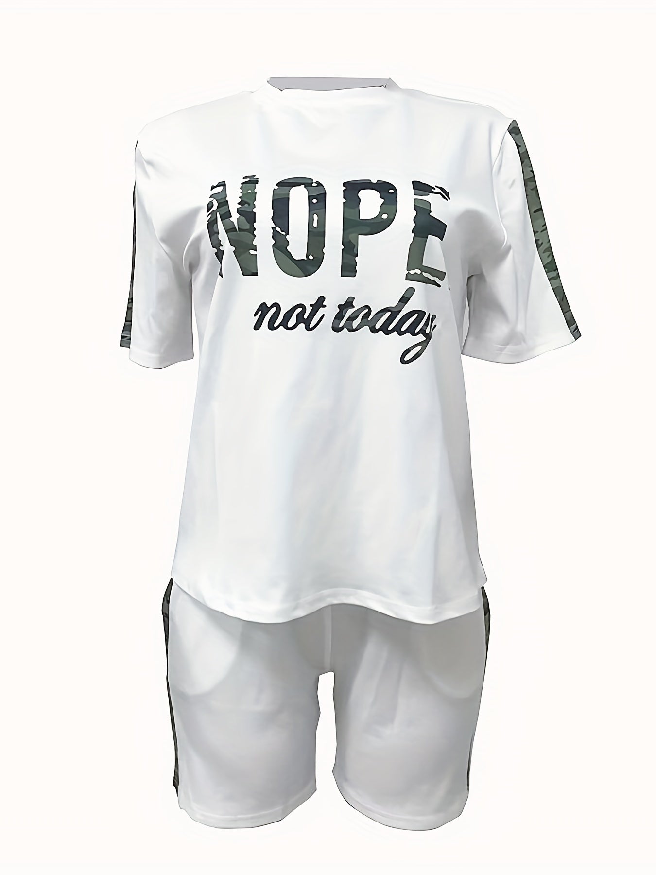 Letter Print Tee & Shorts 2 Piece Set