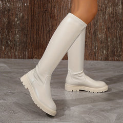 Women's Knee High Platform Stretch Pull On Boots