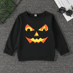 Halloween Pumpkin Face Print Boys Sweatshirt