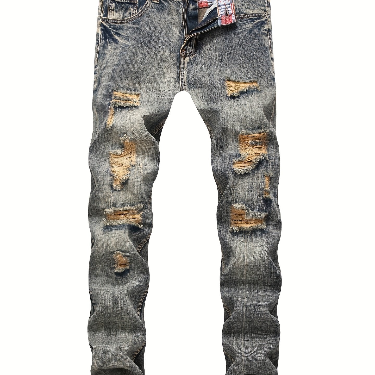 Men's Retro Ripped Jeans Straight Leg Fit