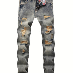 Men's Retro Ripped Jeans Straight Leg Fit