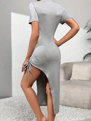 Comfortable Crew Neck Short Sleeve Lounge Dress for Women