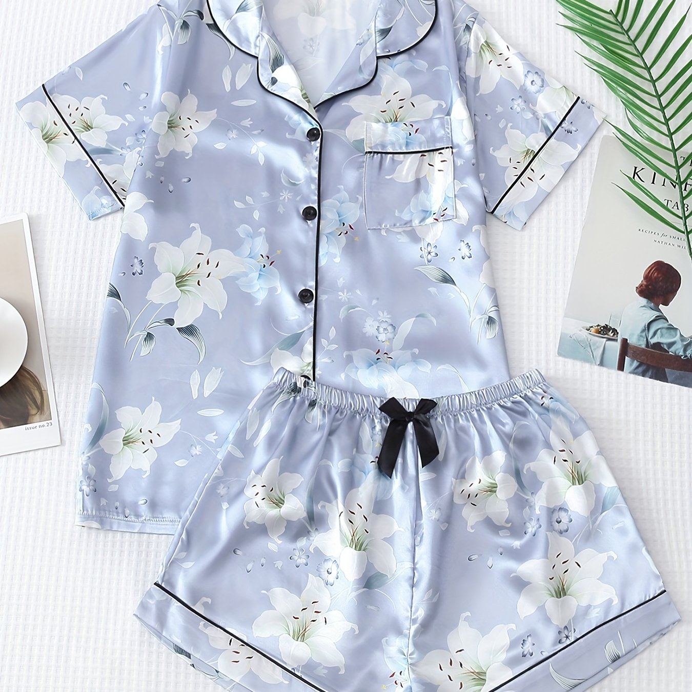 Floral Print Pajama Set Short Sleeve & Shorts
