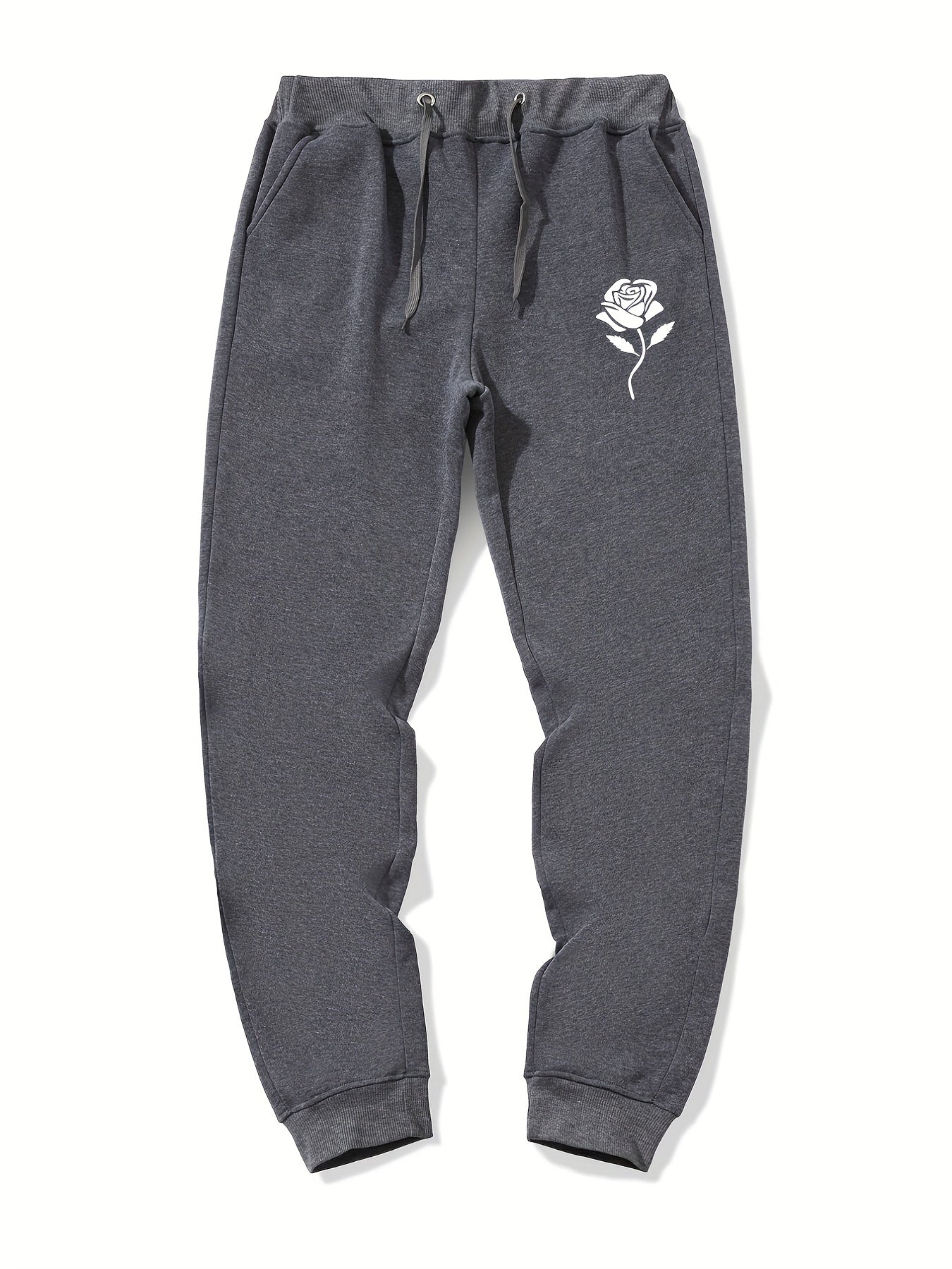 Rose Pattern Stretch Graphic Joggers Sweatpants for Men
