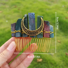 Crystal Quartz Mermaid Hair Comb Natural Stones Hair Accessories