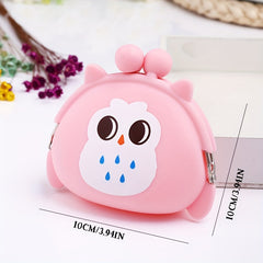 Owl Silicone Coin Purse for Girls - Cute Cartoon Small Storage Bag