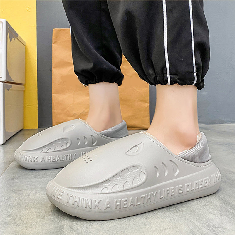 Men's Warm Fleece Slippers Non-slip Waterproof Indoor Outdoor Bedroom
