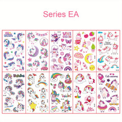 10 Sheets Tattoo Sticker Pupils Reward Stickers Unicorn Waterproo...