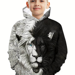 Anime Lion Pattern Kid's Hoodie Long Sleeve Top Boy's Clothes