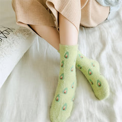 Cozy Fruit Pattern Crew Socks Women's Stockings