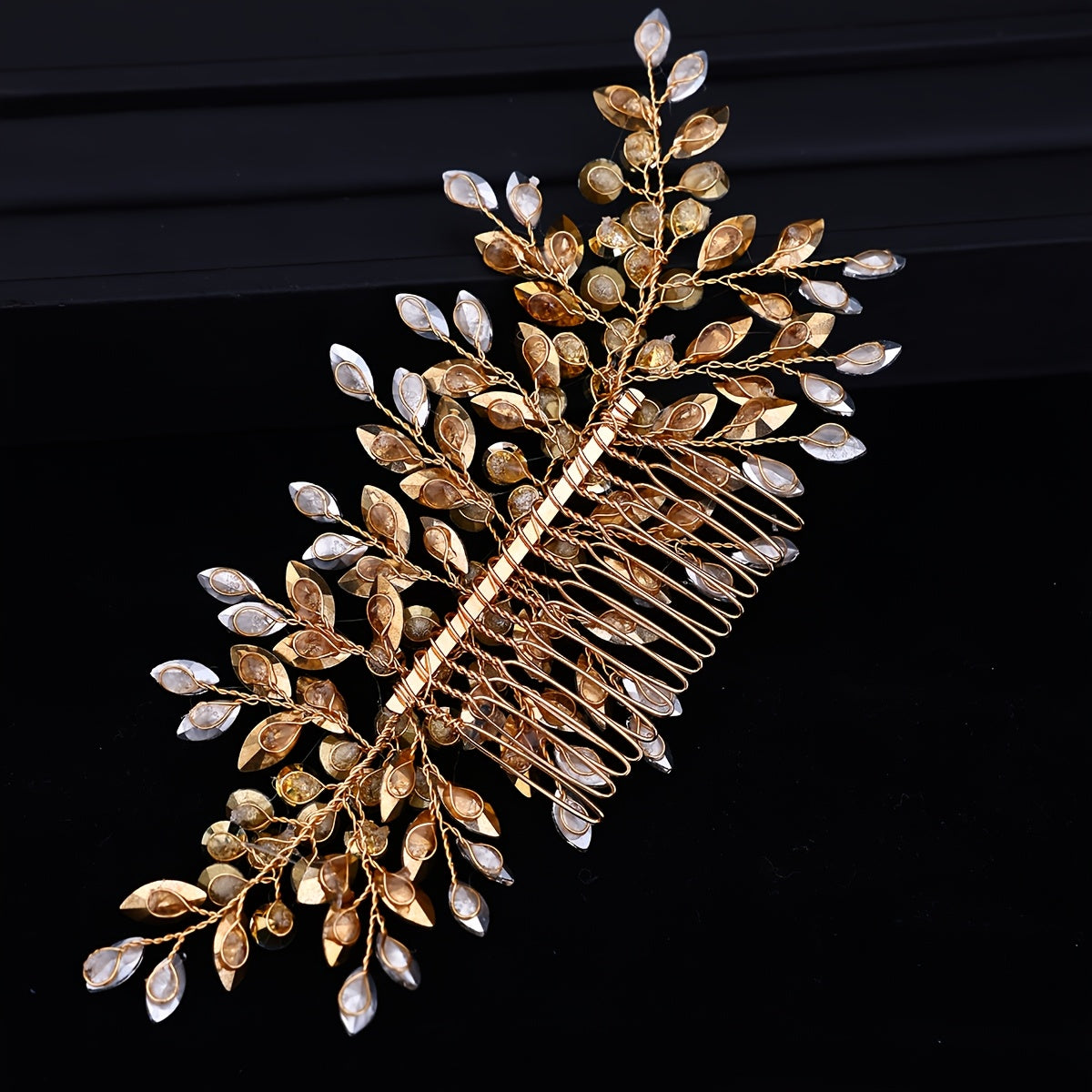 Crystal Leaf Bridal Hair Comb Alloy Wedding Accessory