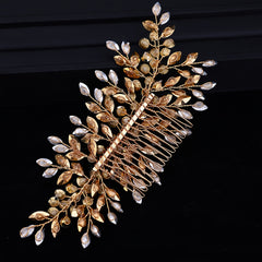 Crystal Leaf Bridal Hair Comb Alloy Wedding Accessory