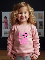 Girls Love Pattern Crew Neck Sweatshirt for Spring Fall