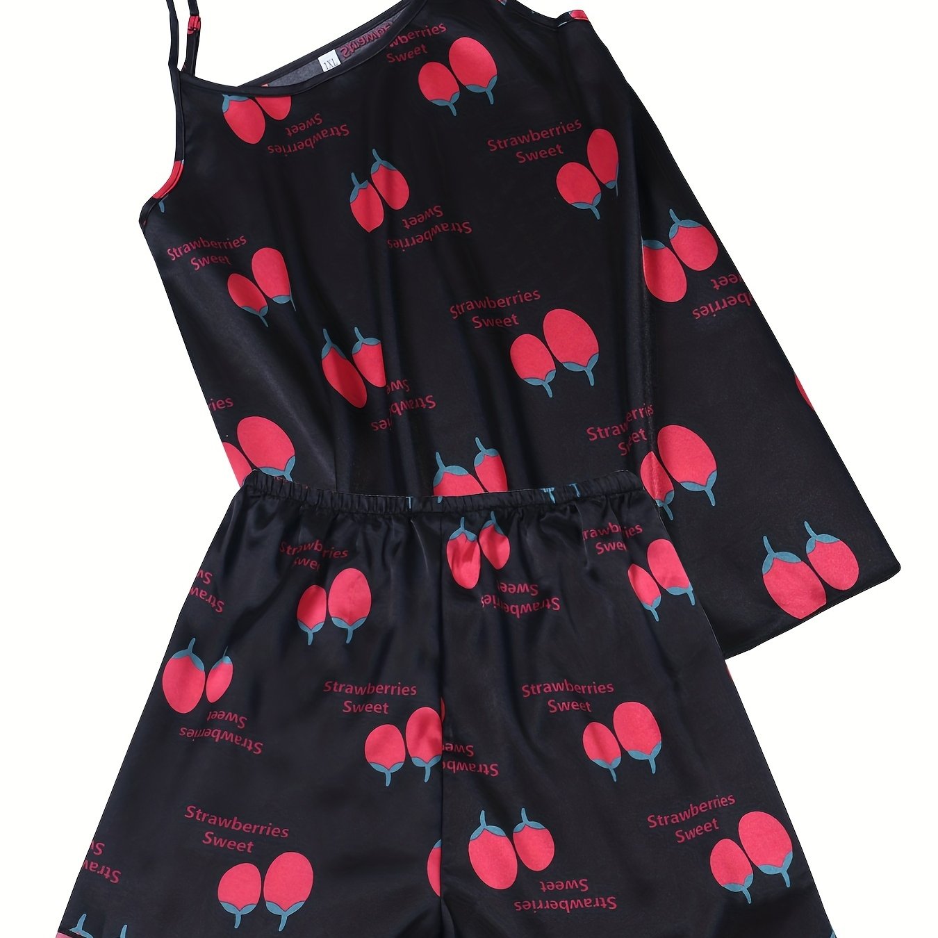 Casual Strawberry Print Cami Top & Shorts Pajama Set