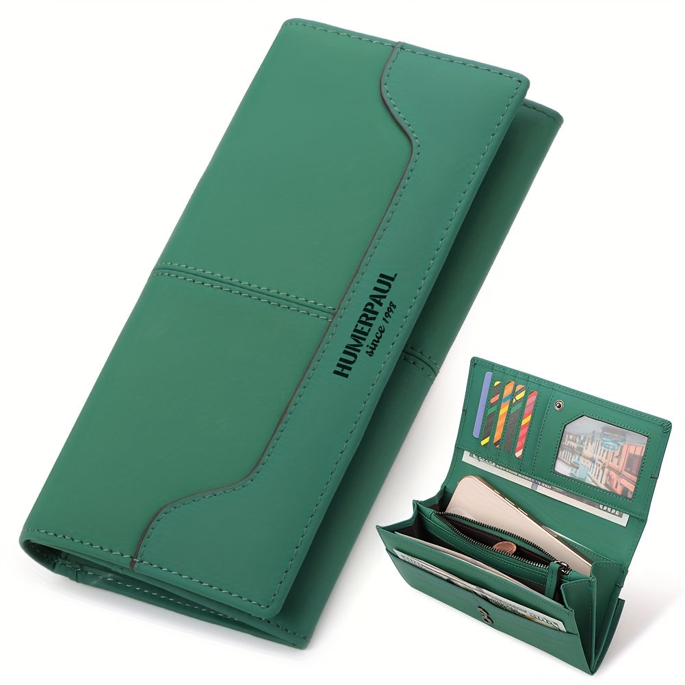 Women's Long Wallet Leather Functional Large Capacity Snap Closure