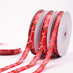 Christmas Gift Wrapping Silk Ribbon Christmas Tree Pattern Red Ribbon