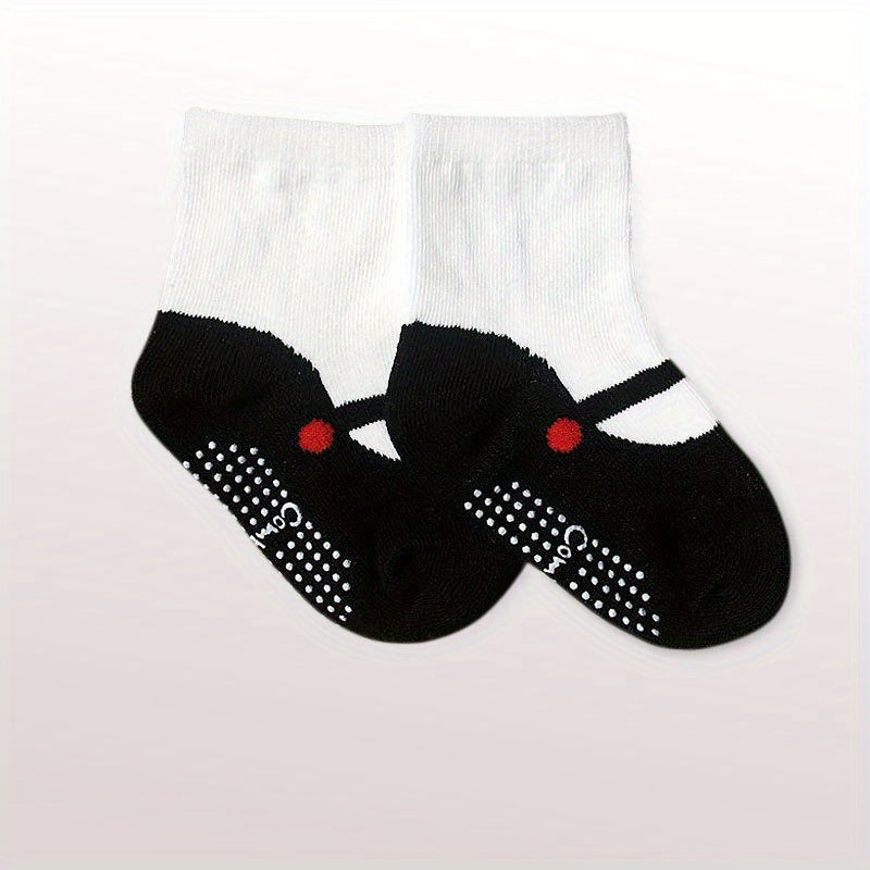 3 Pairs Baby Girls Anti-Skid Ballet Socks with Dot Glue