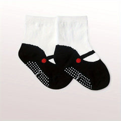3 Pairs Baby Girls Anti-Skid Ballet Socks with Dot Glue