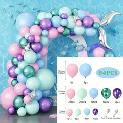 Mermaid Balloon Garland Set Macaron Purple Pink Green Balloon Arch