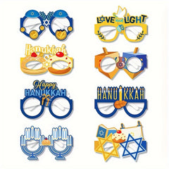 8pcs Hanukkah Paper Glasses Party Photo Props