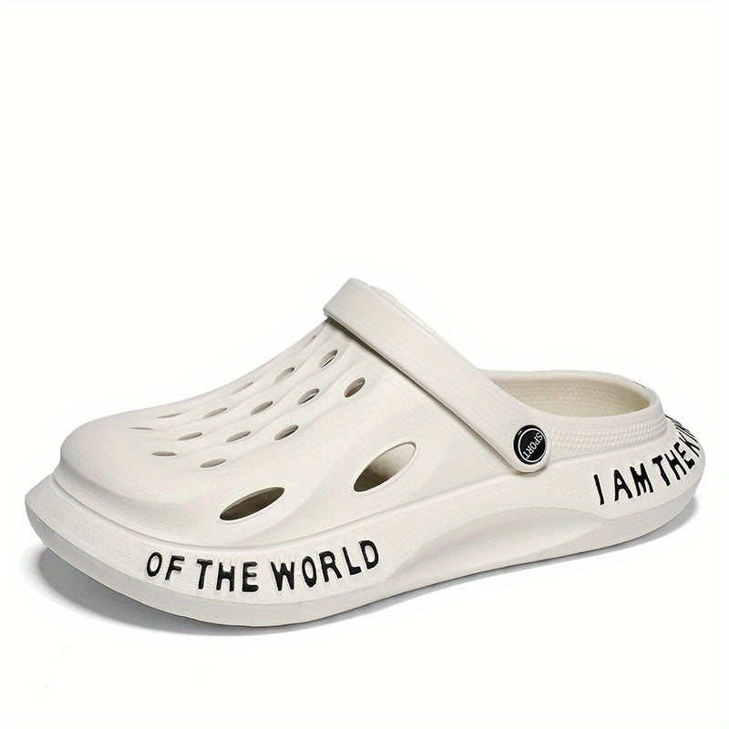 Men's Alphabet Detail Lightweight Comfy Clogs Hollow Out Non Slip Garden Shoes