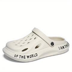 Men's Alphabet Detail Lightweight Comfy Clogs Hollow Out Non Slip Garden Shoes